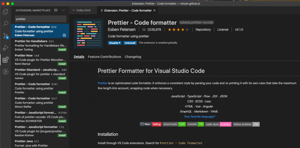 Format code trong vscode bằng Prettier Extension | by Lê Bá Thiện | F8